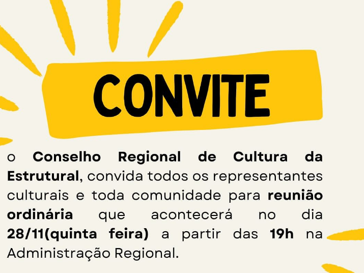 Conselho Regional de Cultura da Estrutural realiza 3ª Reunião Ordinária em 28/11