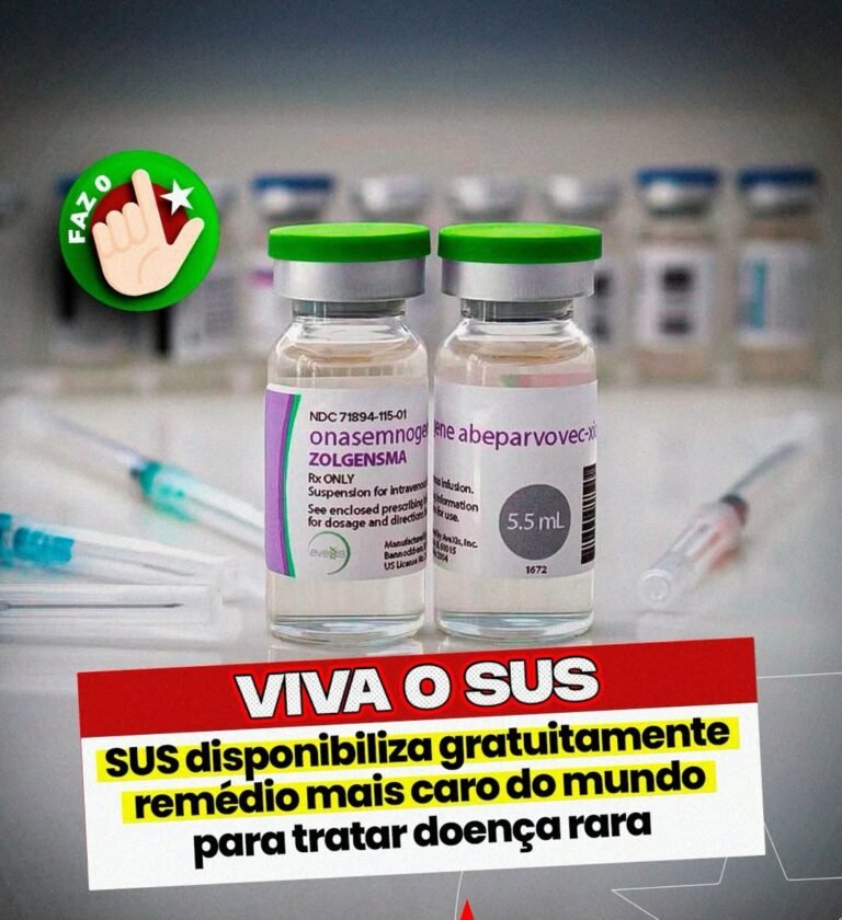 Medicamento mais caro do mundo será oferecido gratuitamente pelo SUS Medicamento mais caro do mundo será oferecido gratuitamente pelo SUS