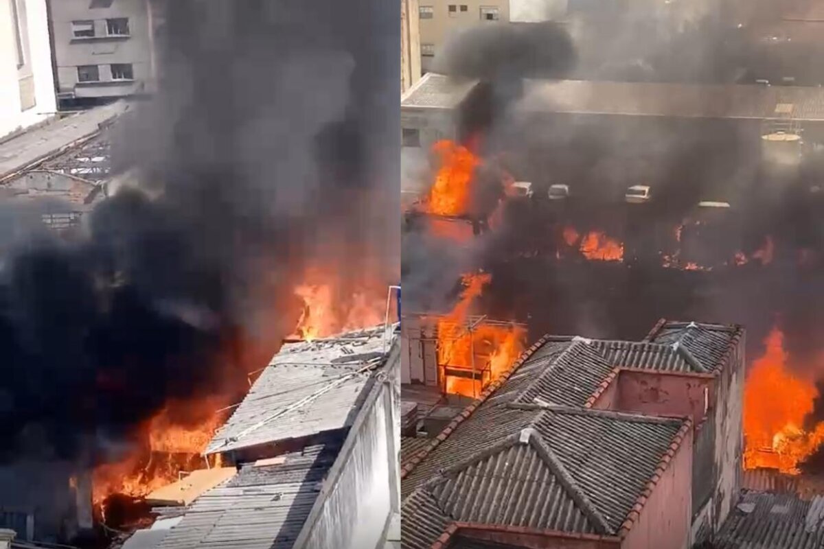 Vídeo: incêndio em favelinha da Cracolândia deixa 74 desabrigados