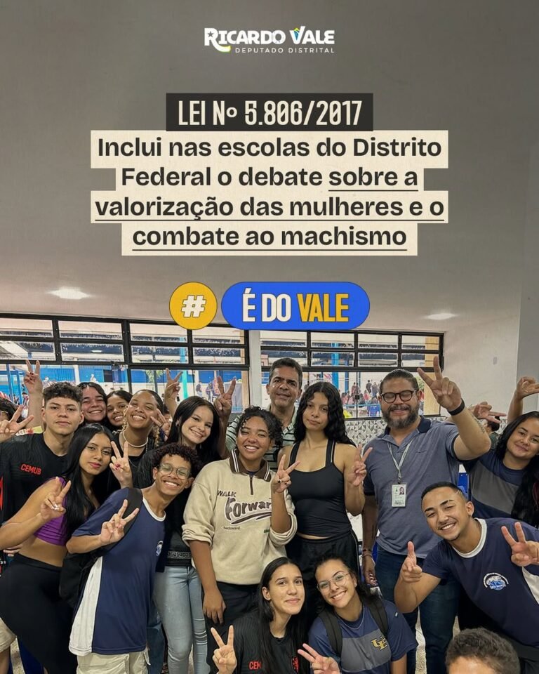 Deputado Ricardo Vale destaca importância da Lei que combate o machismo nas escolas públicas do DF Deputado Ricardo Vale destaca importância da Lei que combate o machismo nas escolas públicas do DF