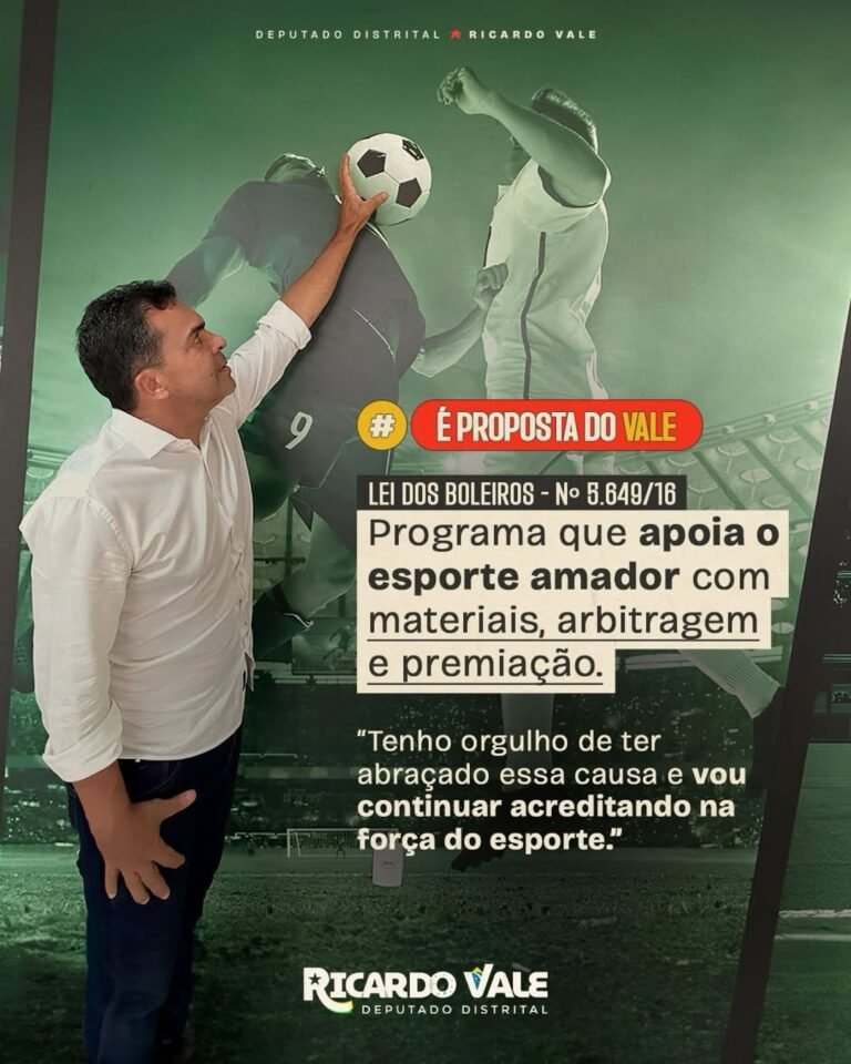 Deputado Ricardo Vale celebra aprovação da “Lei dos Boleiros” e reforça apoio ao esporte no DF Deputado Ricardo Vale celebra aprovação da “Lei dos Boleiros” e reforça apoio ao esporte no DF
