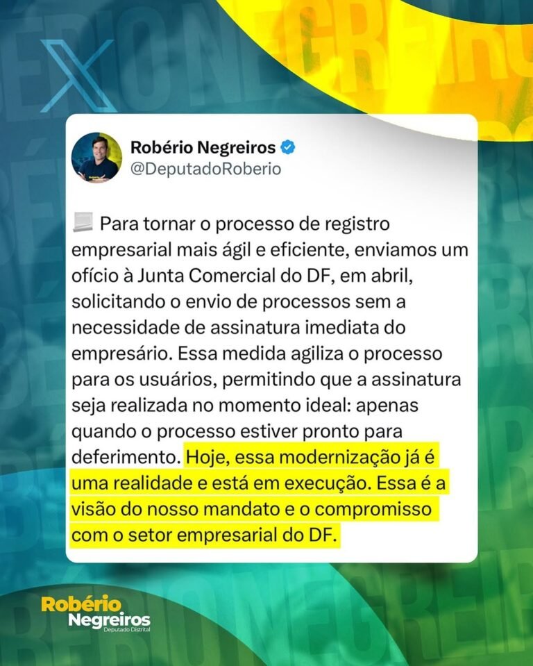 Robério Negreiros impulsiona modernização no processo de registro empresarial no DF Robério Negreiros impulsiona modernização no processo de registro empresarial no DF
