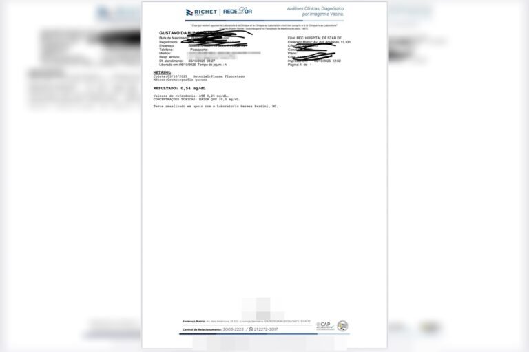 Veja exame médico que aponta intoxicação de Hungria por metanol